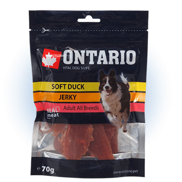 Ontario skanėstai šunims - džiovintos antienos juostelės, 70 g (Soft Duck Jerky)