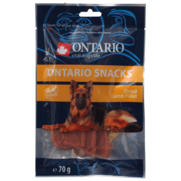 Ontario skanėstai šunims – ėrienos juostelės, 70 g (Dry Lamb Fillet)