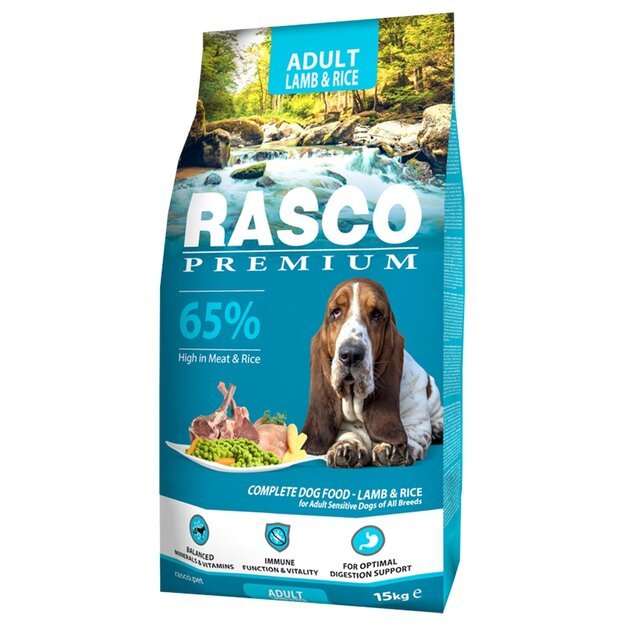 Rasco Premium Adult Lamb and Rice, 15 kg, pašaras suaugusiems šunims su ėriena ir ryžiais