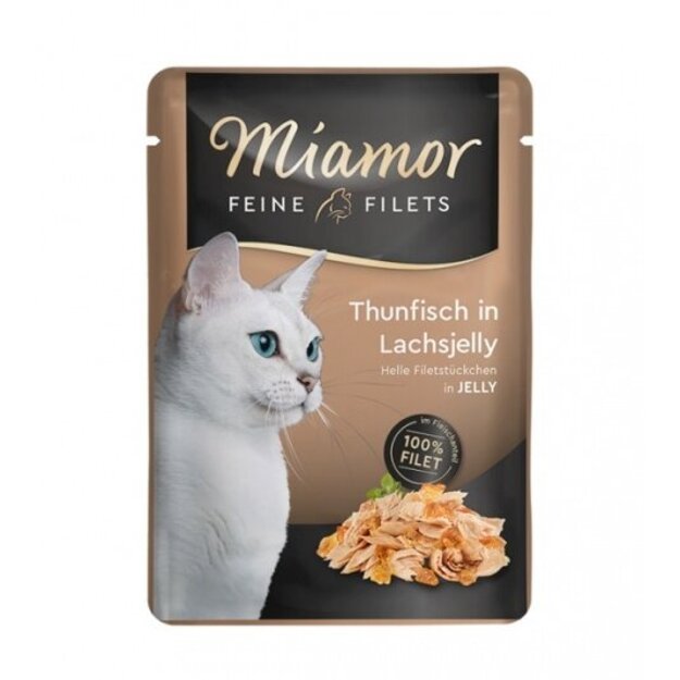 Miamor Feine Filets konservai katėms, tunas lašišos drebučiuose, 100 g