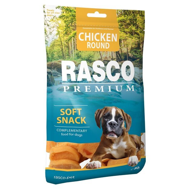Rasco Premium vištienos griežinėliai, skanėstai šunims, 80 g (Rasco Premium Chicken Round)