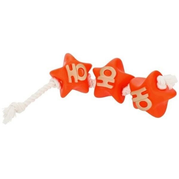 Žaislas šuniui - Raudonos Kalėdinės žvaigždės su virve, 32 cm