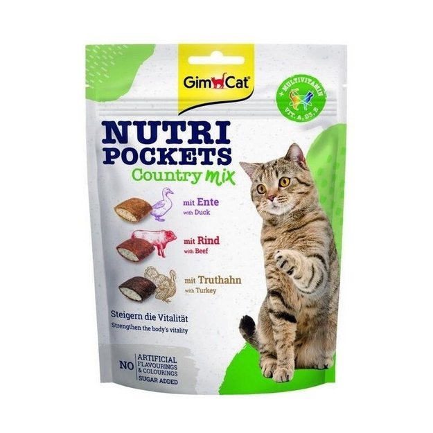 GimCat skanėstai katėms - Nutri Pockets Country Mix, 150 g