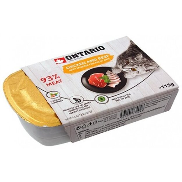 Konservai katėms - Ontario Alucup su vištiena ir jautiena, 115 g