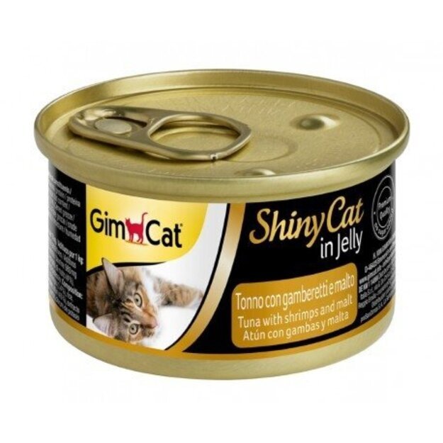 ShinyCat konservai katėms su tunu, krevetėmis ir salyklu, 70 g, ShinyCat Tuna&Shrimps&Malt