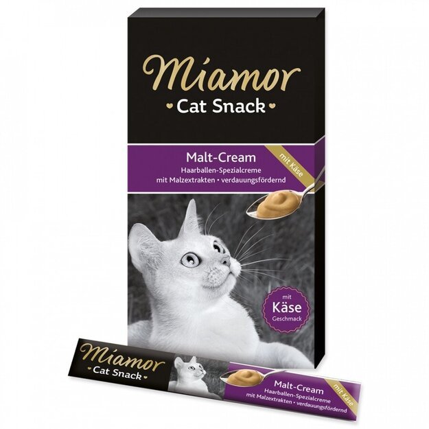 Miamor skanėstai katėms - salyklo ekstrakto kremas su sūriu, 6*15 g, Miamor Malt Cream with Cheese
