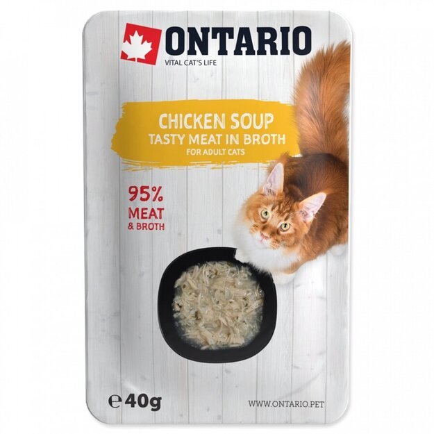 Ontario sriuba katėms su vištiena ir daržovėmis, 40 g, Ontario Soup Adult Chicken with Vegetables