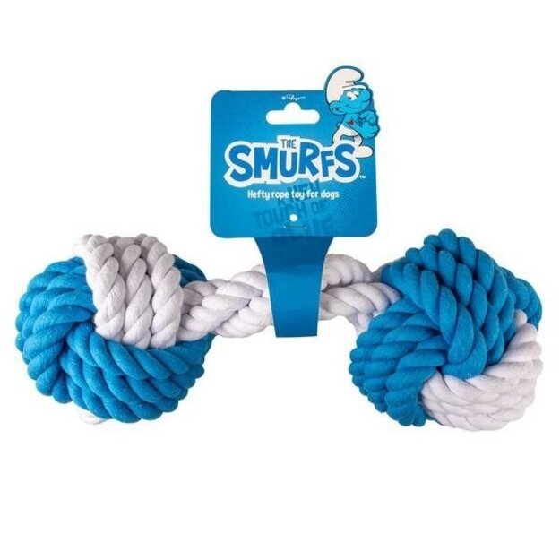 Žaislas šuniui - Svarmuo iš virvės, 30 cm, Smurfas