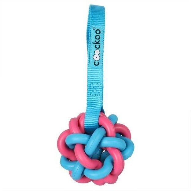 Žaislas šuniui Coockoo ZED 19*7.5*7.5 cm, raudonai mėlynas guminis pintas kamuoliukas