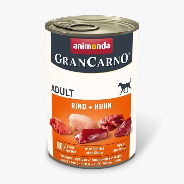Animonda GranCarno Adult Beef + Chicken: konservai šunims su šviežia jautiena ir vištiena, 400 g