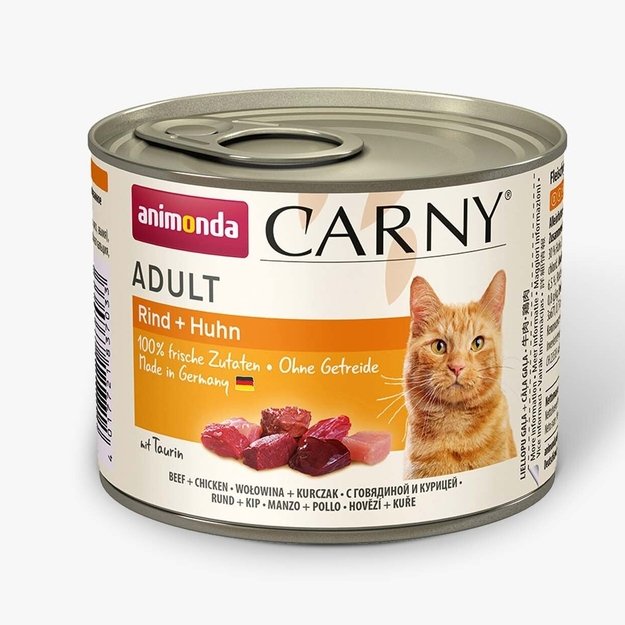 Animonda Carny Adult Beef + Chicken – konservai katėms su šviežia jautiena ir vištiena, 200 g