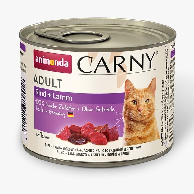 Animonda Carny Adult Beef + Lamb – konservai katėms su šviežia jautiena ir ėriena, 200 g