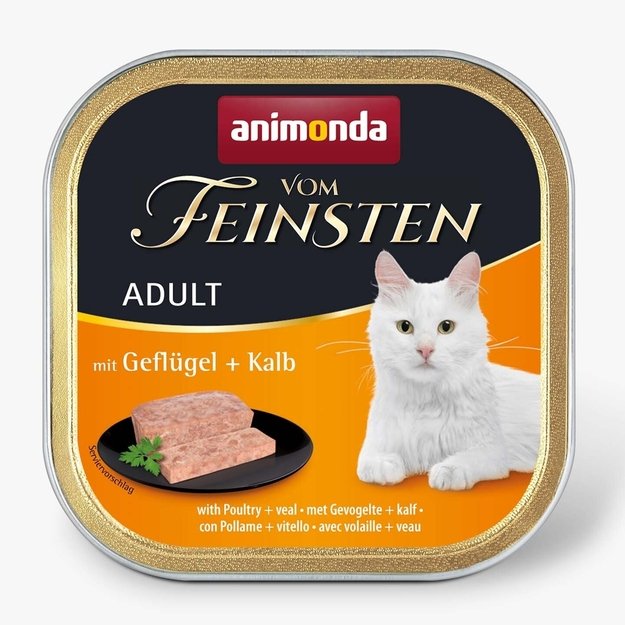 Animonda Vom Feinsten Adult with Poultry and Veal – konservai katėms su paukštiena ir veršiena, 100 g