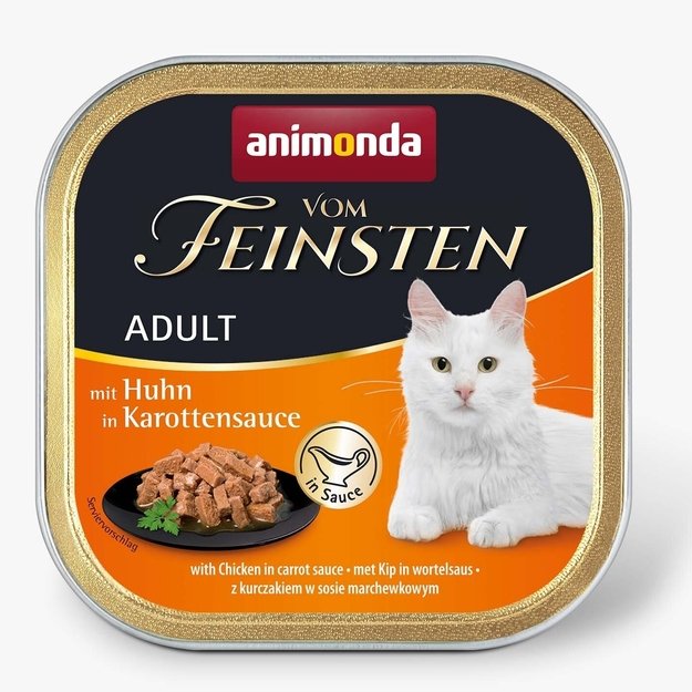 Animonda Vom Feinsten Adult with Chicken in Carrot Sauce – konservai katėms su vištiena morkų padaže, 100 g