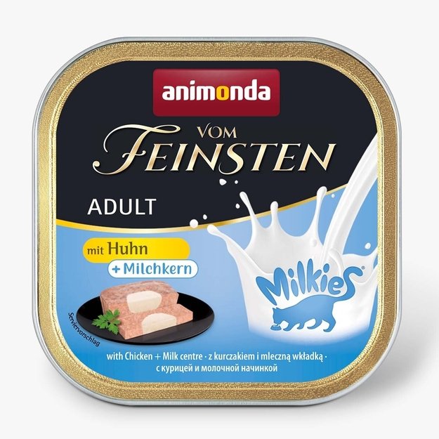 Animonda Vom Feinsten Adult with Chicken and Milk Core – konservai katėms su vištiena ir pieno įdaru, 100 g