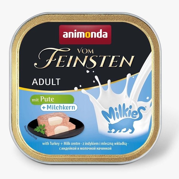 Animonda Vom Feinsten Adult with Turkey and Milk Core – konservai katėms su kalakutiena ir pieno įdaru, 100 g