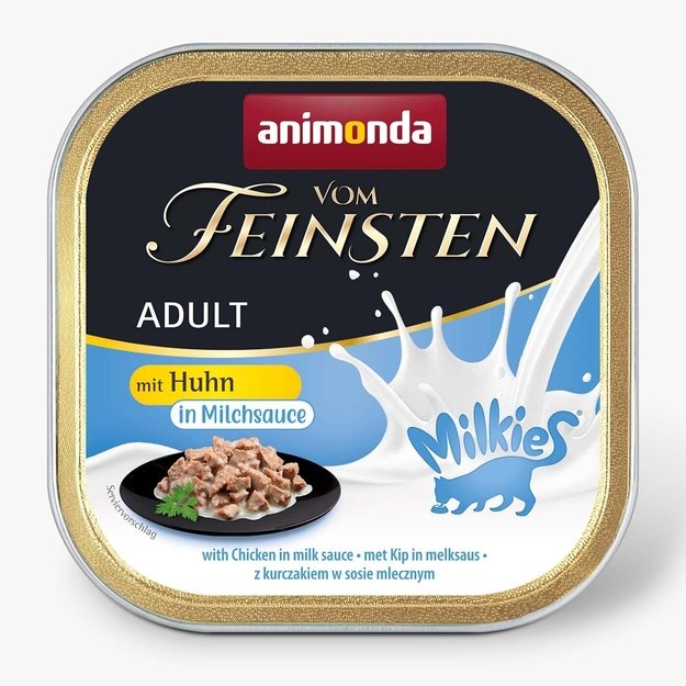 Animonda Vom Feinsten Adult with Chicken in Milk Sauce – konservai katėms su vištiena pieno padaže, 100 g