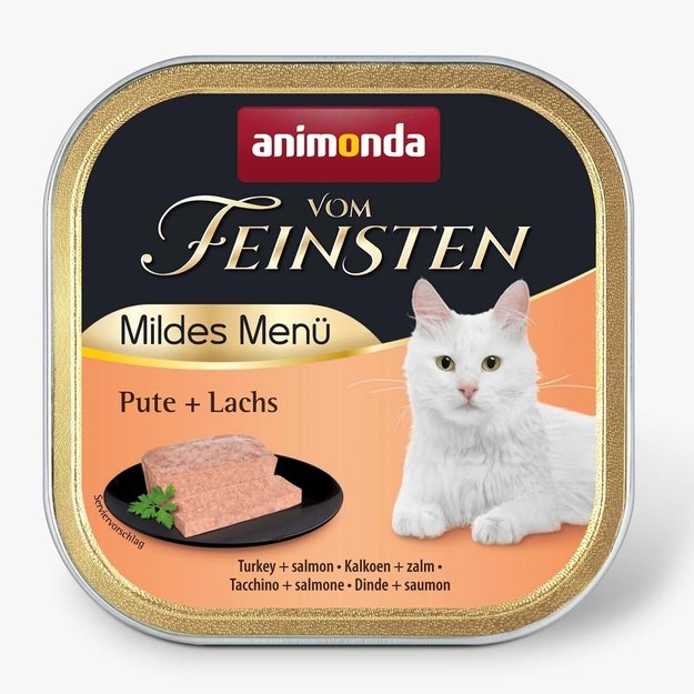 Animonda Vom Feinsten Adult Pate Mild Menu with Turkey and Salmon – konservai katėms Švelnusis meniu su kalakutiena ir lašiša, 100 g