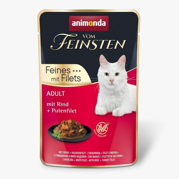 Animonda konservai katėms su jautienos ir kalakutienos filė, 85 g, Vom Feinsten Adult Feines with Beef and Turkey Fillet