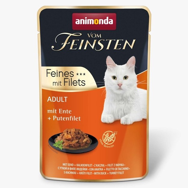 Animonda konservai katėms su antienos ir kalakutienos filė, 85 g,  Vom Feinsten Adult Feines with Duck and Turkey Fillet