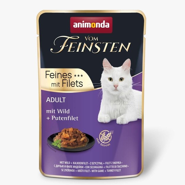Animonda konservai katėms su žvėriena ir kalakutienos filė, 85 g,  Vom Feinsten Adult Feines with Wild and Turkey Fillet