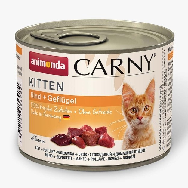 Animonda Carny Kitten – konservai kačiukams su jautiena ir paukštiena, 200 g
