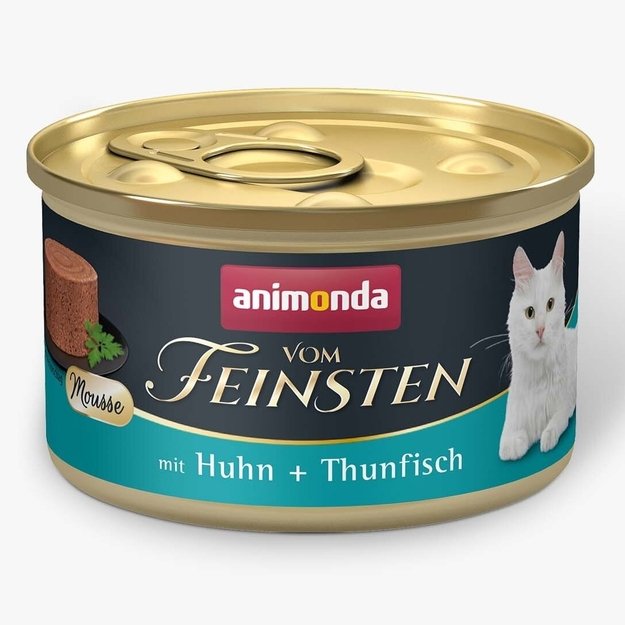 Animonda Vom Feinsten Mousse Adult with Chicken and Tuna – konservai katėms: Putėsiai su vištiena ir tunu, 85 g
