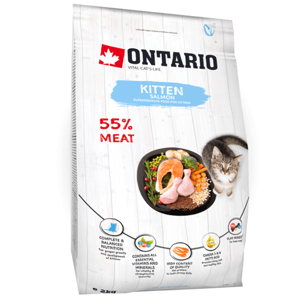Sausas maistas kačiukams su lašiša, Ontario Kitten Salmon, 2 kg
