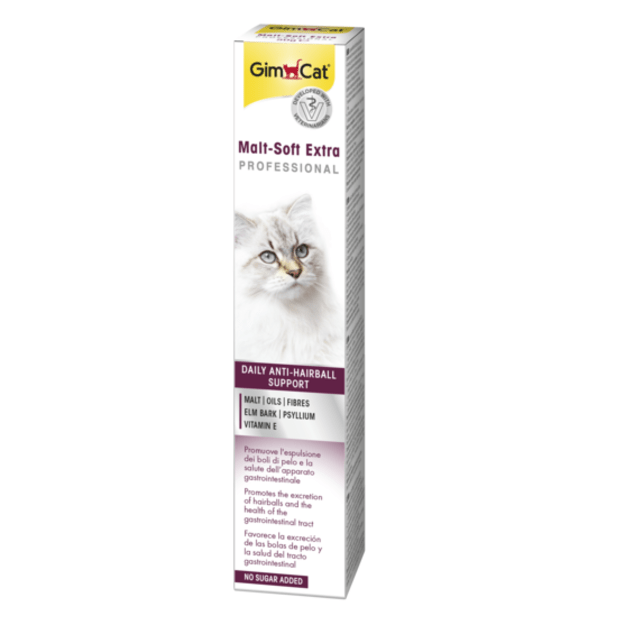 GimCat maisto papildas katėms - Malt-Soft Extra Anti-Hairball pasta kačių žarnyno veiklai gerinti, 50 g