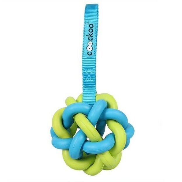 Žaislas šuniui Coockoo ZED  20*9.5*9.5 cm, žaliai mėlynas guminis pintas kamuoliukas
