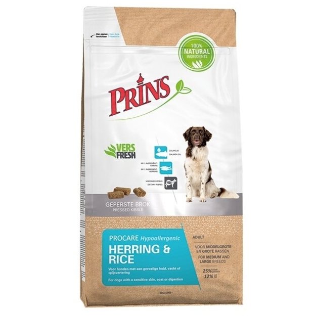 Prins ProCare Herring and Rice Hypoalergenic sausas maistas alergiškiems suaugusiems šunims 3 kg