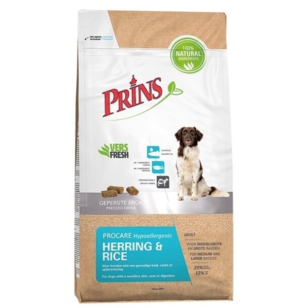 Prins ProCare Herring and Rice Hypoalergenic sausas maistas alergiškiems suaugusiems šunims 12 kg