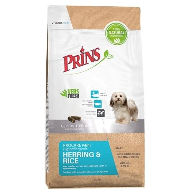 Prins ProCare Mini Herring and Rice Hypoalergenic sausas maistas alergiškiems suaugusiems šunims 3 kg