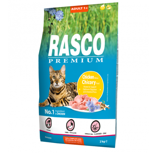 Sausas maistas suaugusioms katėms su vištiena ir cikorija, 2 kg, Rasco Premium Cat Adult, Chicken and Chicory Root
