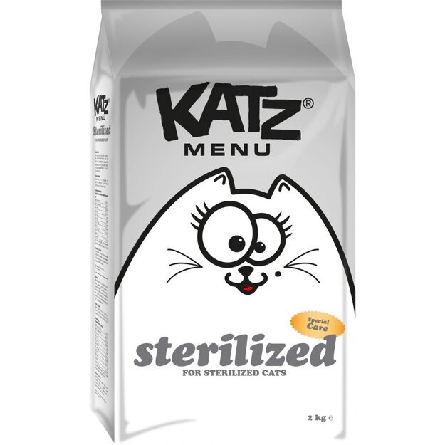 Sausas maistas sterilizuotoms katėms su vištiena, 2 kg, Katz Menu Sterilized