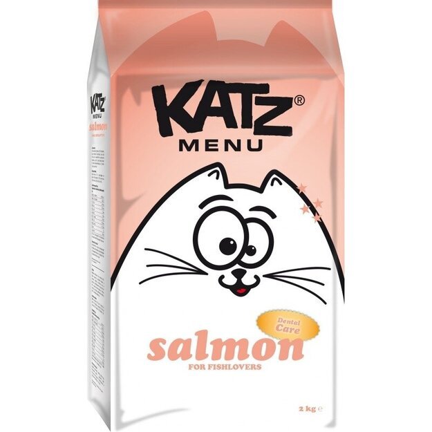 Sausas maistas kačių kailiui ir odai su lašiša, 2 kg, Katz Menu Salmon