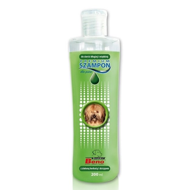Šampūnas ilgaplaukiams šunims su žaliosios arbatos ekstraktu ir medvilne, Super Beno, 250 ml