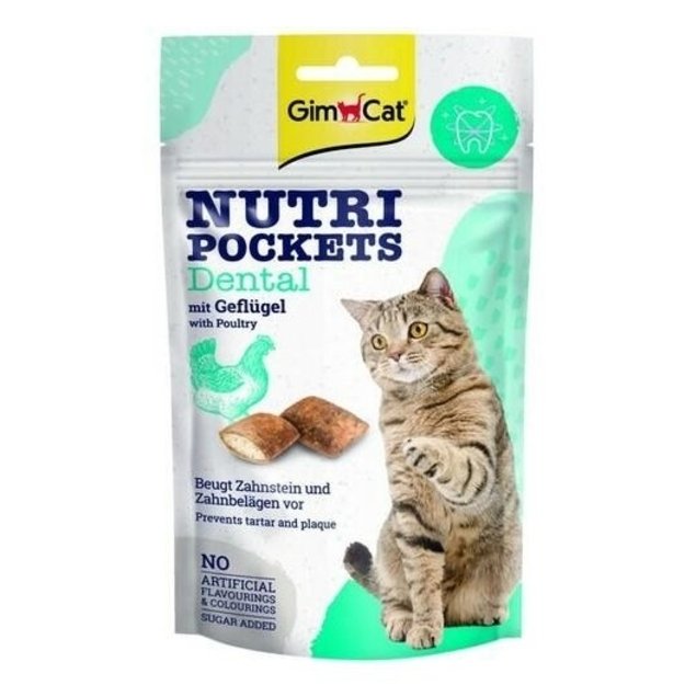 GimCat skanėstai katėms - dantų priežiūrai - Nutri Pockets Dental Poultry, 60 g