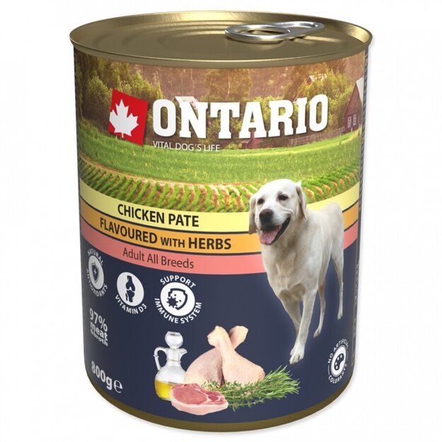 Ontario konservai šunims – vištiena, paskaninta žolelėmis, 800 g, Chicken Pate with Herbs