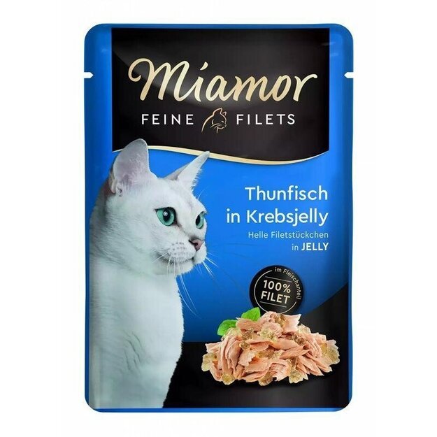Miamor Feine Filets konservai katėms, tunas krabų drebučiuose, 100 g