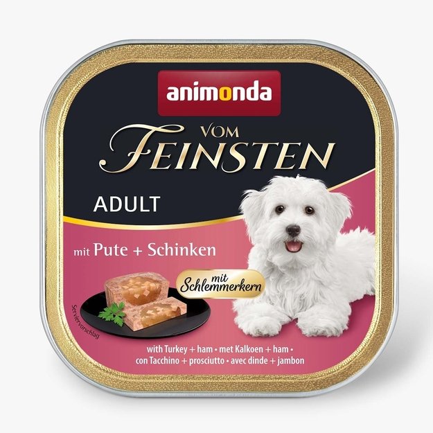 Animonda Vom Feinsten Adult Gourmet centre with Turkey and Ham - konservai suaugusiems šunims su kalakutienos ir kumpio įdaru, 150 g