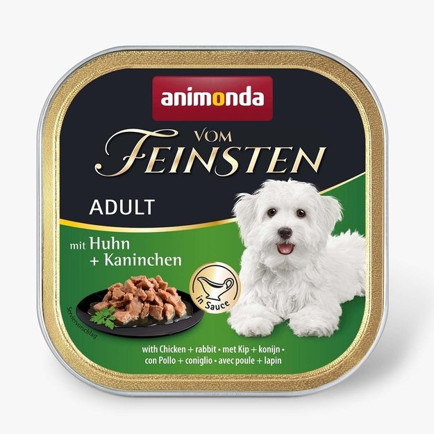 Animonda Vom Feinsten Adult with chicken and rabbit in sauce - konservai suaugusiems šunims su vištiena ir triušiena padaže, 150 g