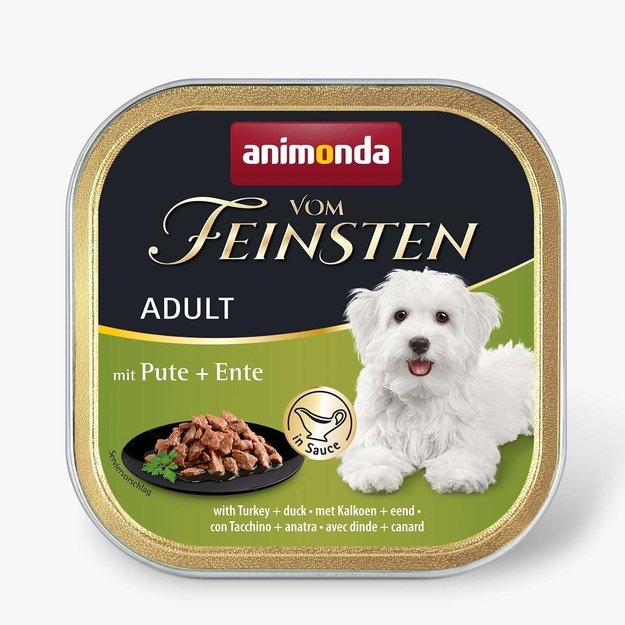 Animonda Vom Feinsten Adult with turkey and duck in sauce - konservai suaugusiems šunims su kalakutiena ir antiena padaže, 150 g