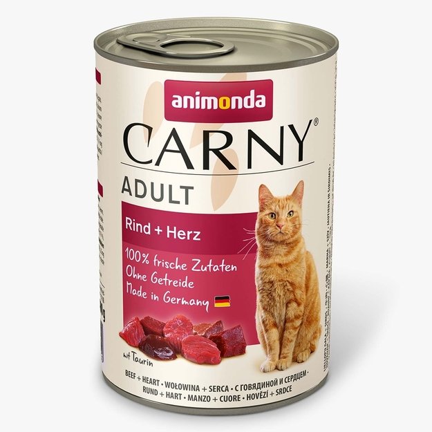 Animonda Carny Adult Beef + Heart – konservai katėms su šviežia jautiena ir širdimis, 400 g