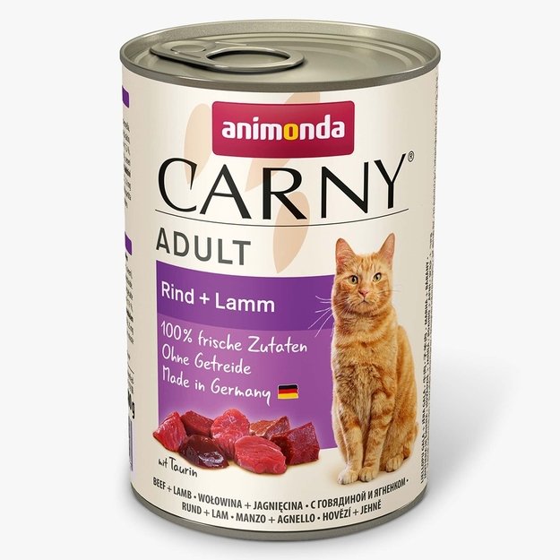 Animonda Carny Adult Beef + Lamb – konservai katėms su šviežia jautiena ir ėriena, 400 g