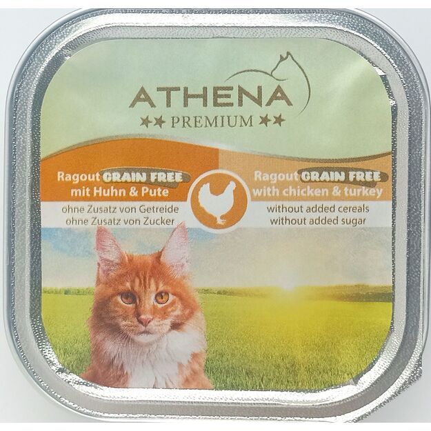 Athena paštetas katėms su vištiena ir kalakutiena, be grūdų 100 g