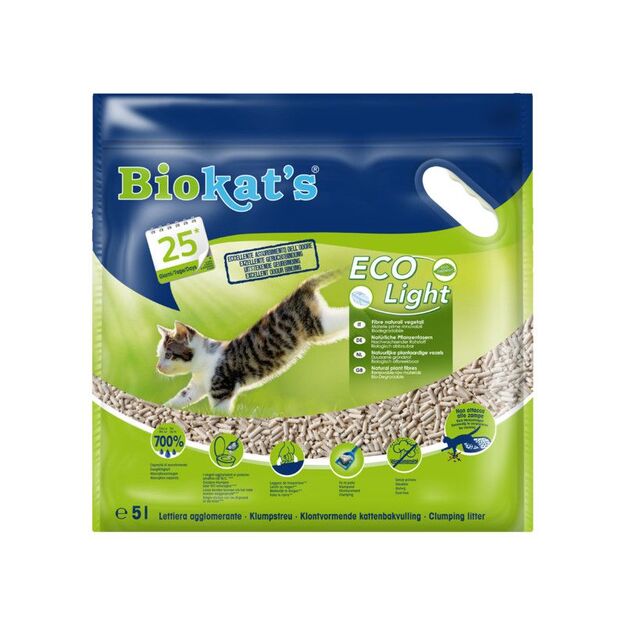 Kraikas katėms iš augalinio pluošto Biokat's Eco Light, sušokantis, 5 litrai