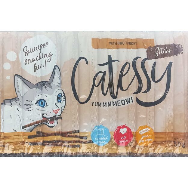 Catessy skanėstai katėms - pagaliukai su barbekiu skonio kalakutiena, 10 vnt.*5 g