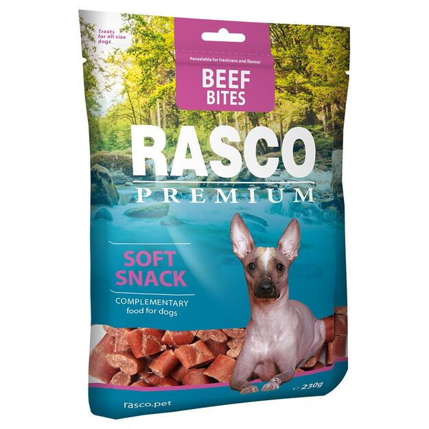 Rasco Premium jautienos kąsneliai, skanėstai šunims, 230 g (Rasco Premium Beef Bites)
