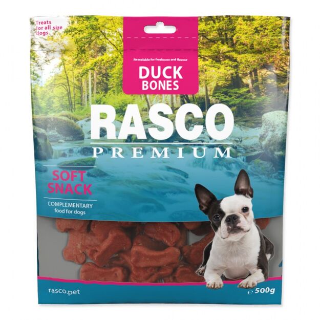 Rasco Premium antienos kauliukai, skanėstai šunims, 500 g (Rasco Premium Duck Bones)